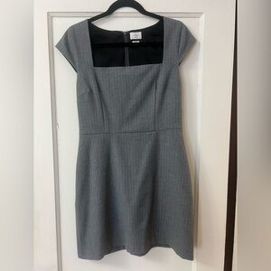 Aritzia Wilfred Celeste Dress - Gray Pinstripe Cap Sleeve Mini Dress